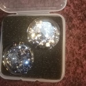 1 inch flared silver flake spacers earings never worn